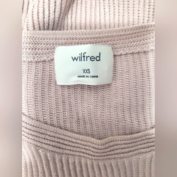 Aritzia Wilfred Coline Linen DolmanSleeve Ribbed Sweater In Dusty Pink, XXS - Picture 3 of 7